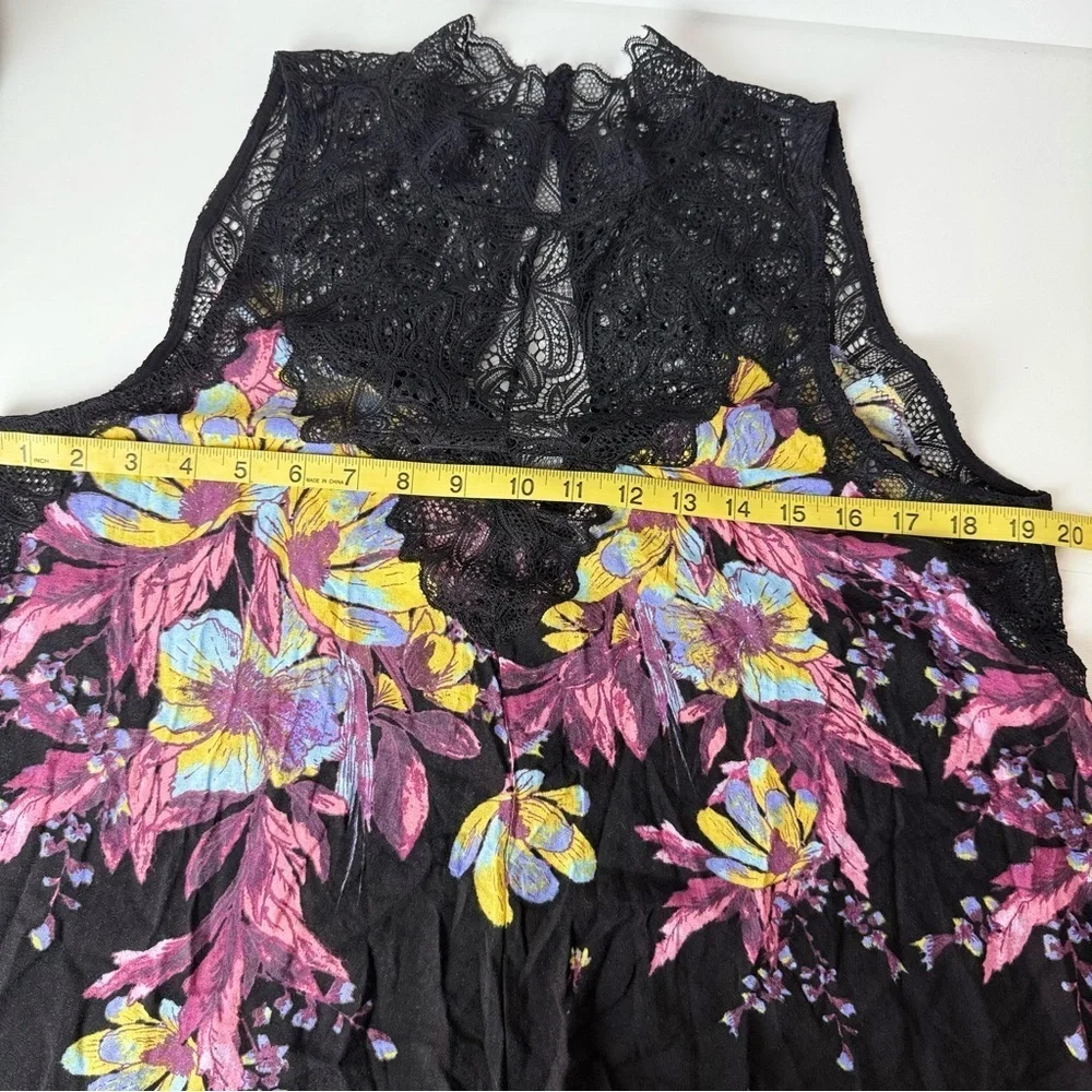 Free People‎ Intimately Floral Lace Mini Dress Black Multicolor Size M